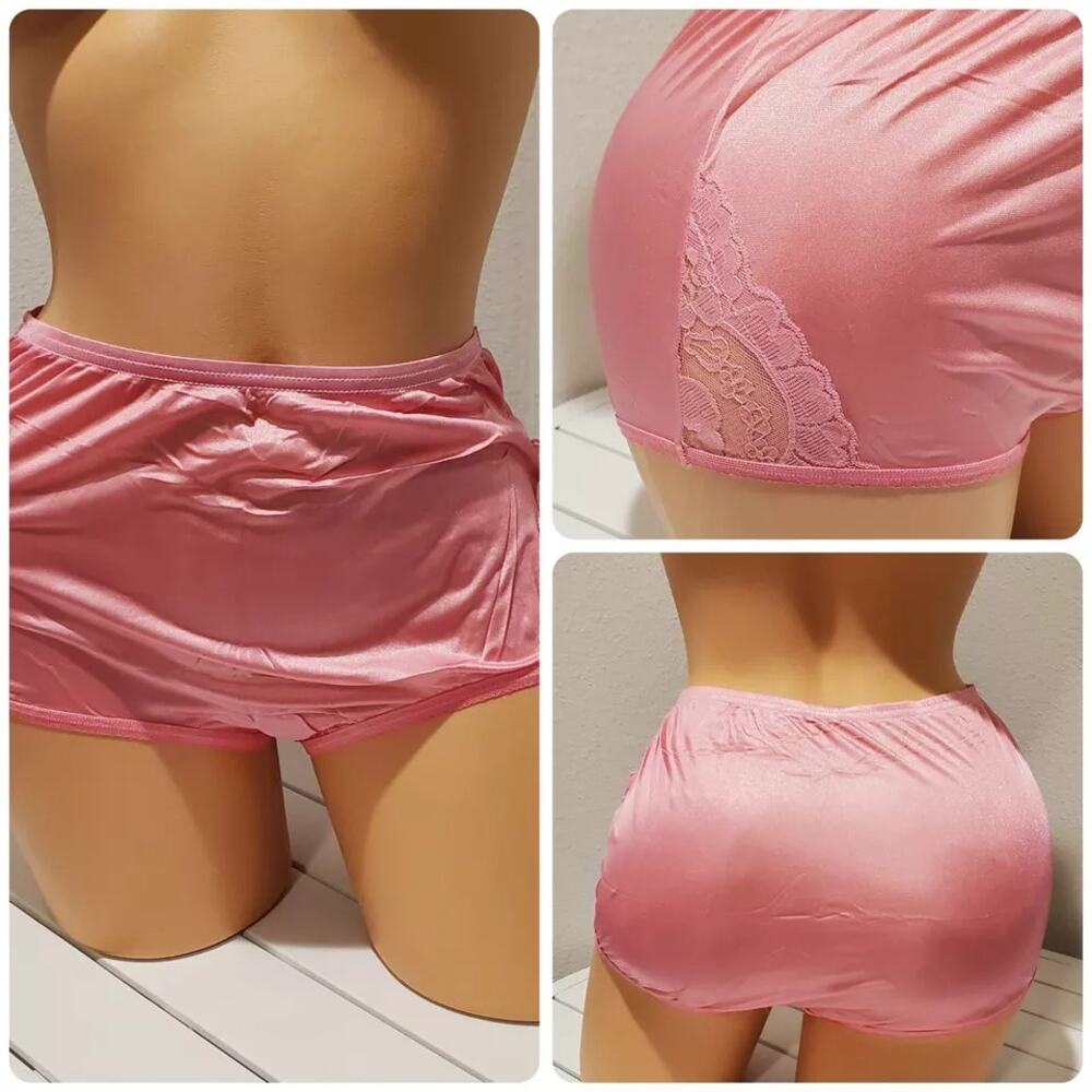 Vanity Fair Lace Nouveau Nylon Full Cut Panty Lace Shiny Super Star Pink
